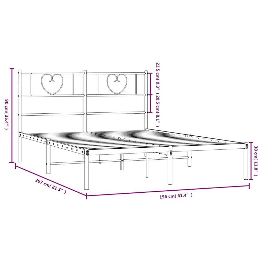 Letto di metallo con letto nero testa 150x200 cm