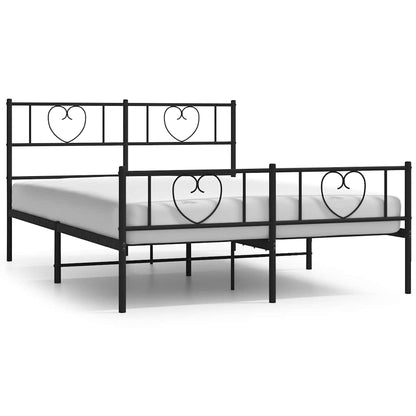 Marco de cama de metal con cabeza de cama/cama negra 135x190 cm