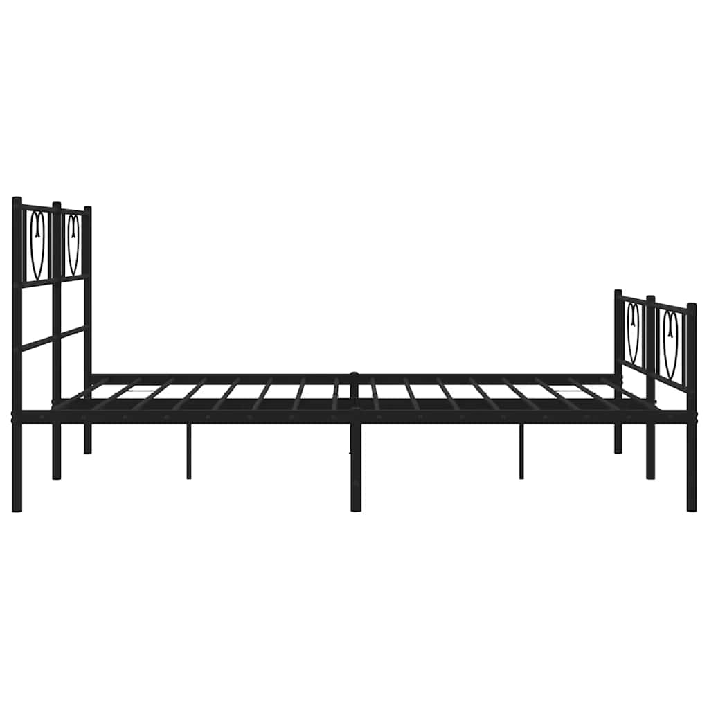 Marco de cama de metal con cabeza de cama/cama negra 135x190 cm