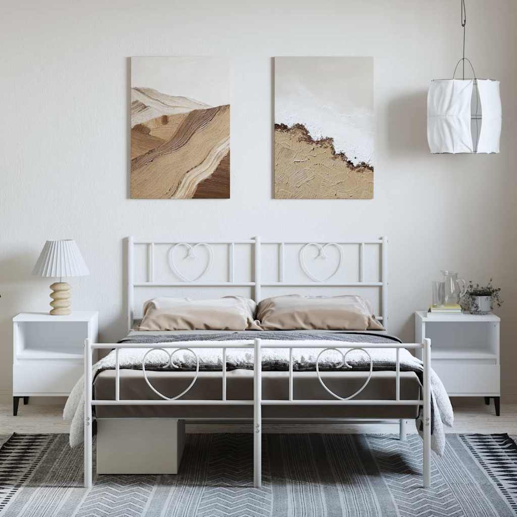 Metal bed frame with bed head/white bed 150x200cm