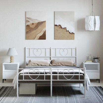 Cadre de lit métal avec tête de lit/pied de lit blanc 150x200cm