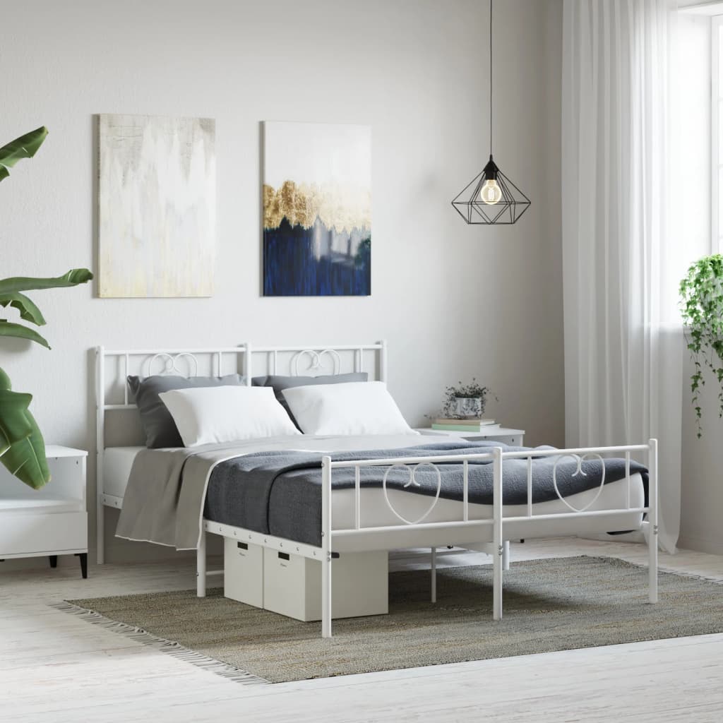 Metal bed frame with bed head/white bed 150x200cm