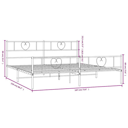 Fiamma del letto in metallo con testiera/letto bianco 183x213cm