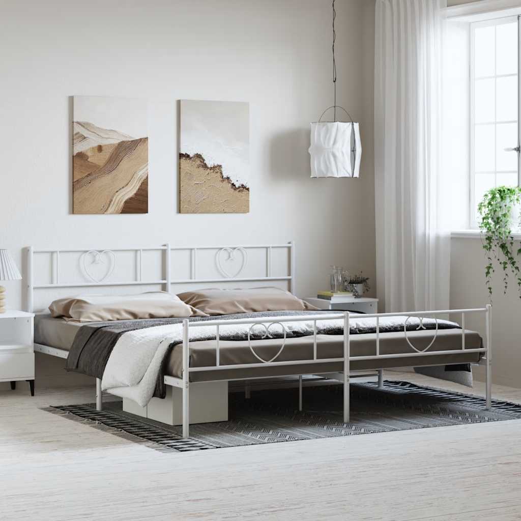 Fiamma del letto in metallo con testiera/letto bianco 183x213cm