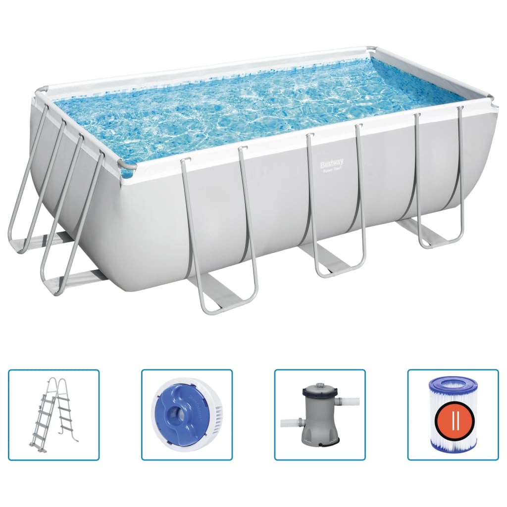 Juego de piscina de acero rectangular de Bestway 412x201x122 cm