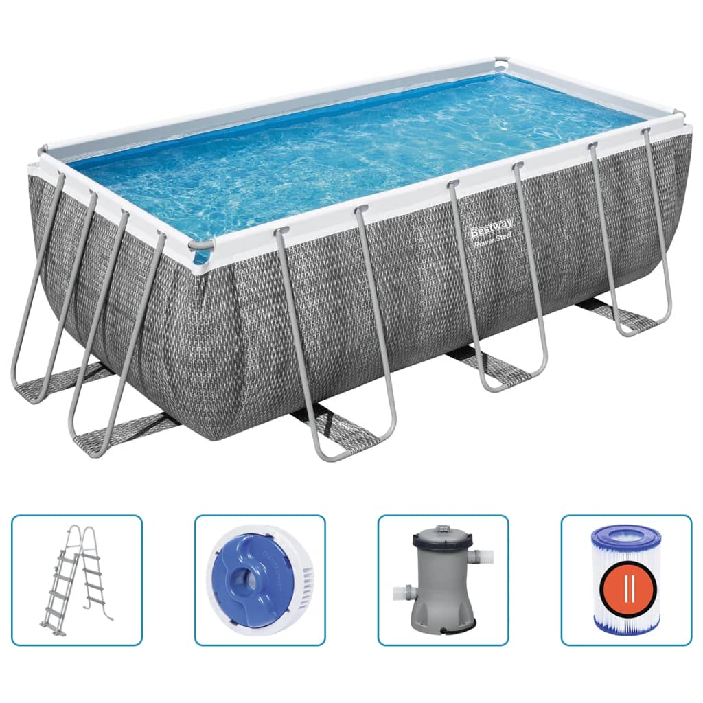 Bestway Power Steel Rectangular Nwimming Pool 412x201x122 cm