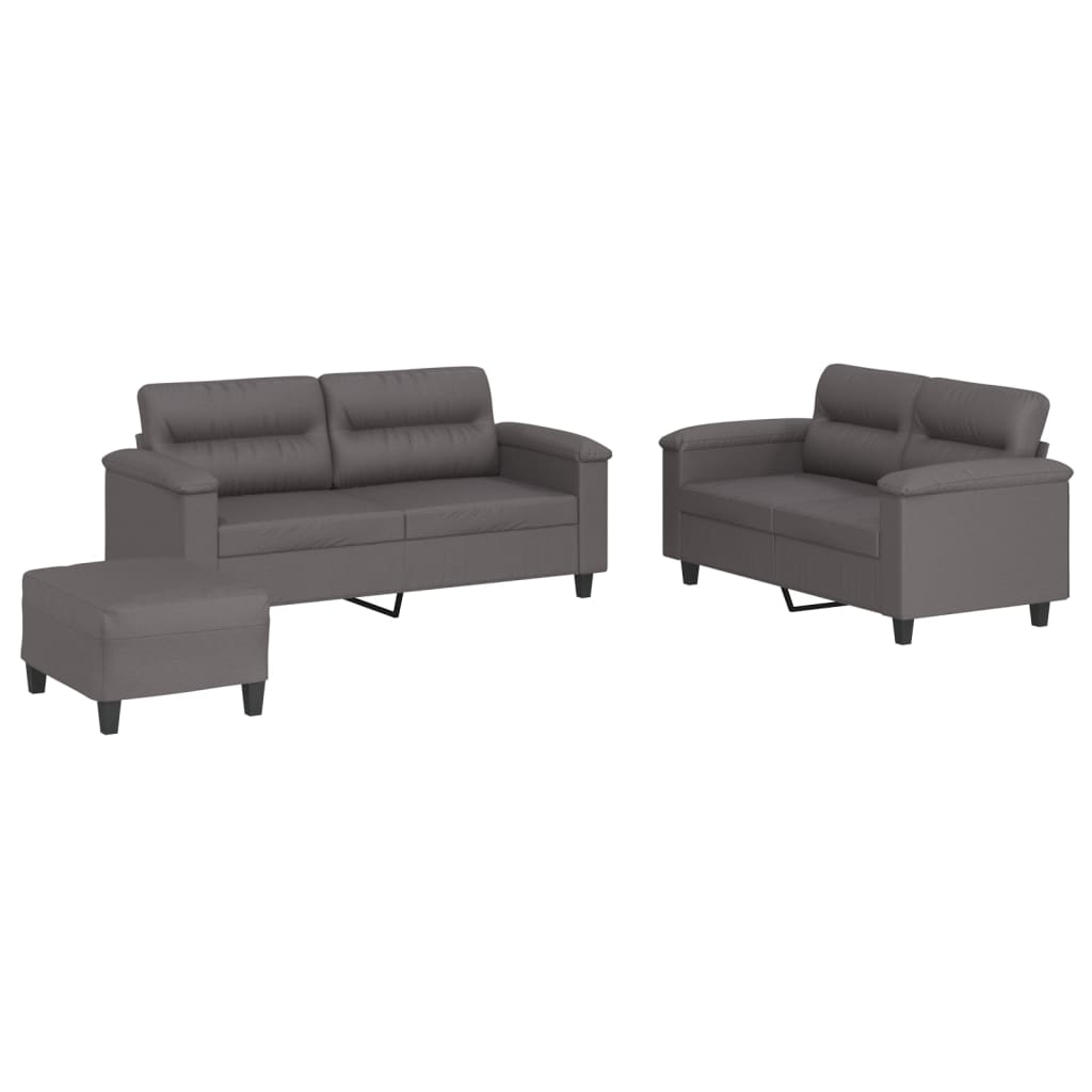 Set von 3 PCs -Sofas mit grauen Kissen