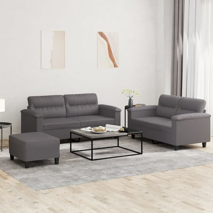 Set von 3 PCs -Sofas mit grauen Kissen