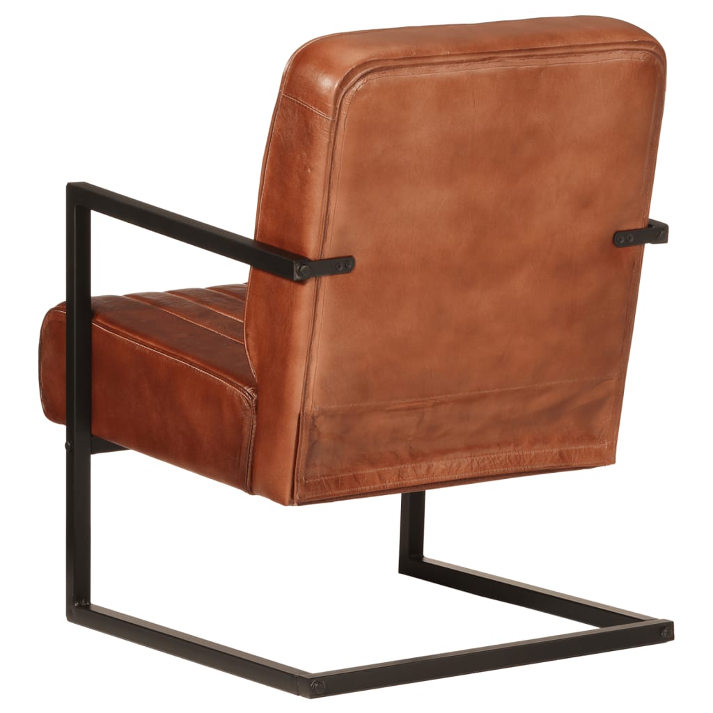 Fauteuil marron cuir véritable