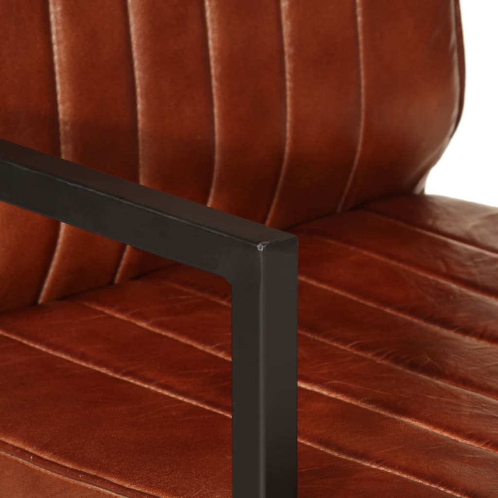 Fauteuil marron cuir véritable