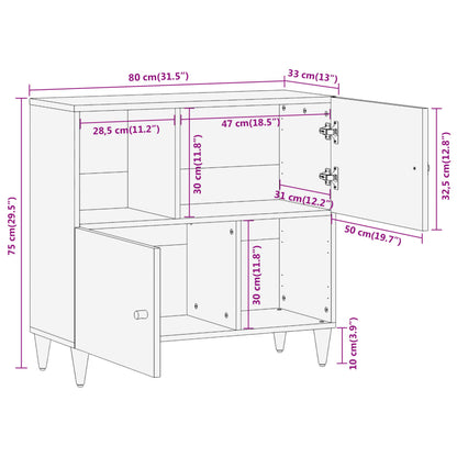 Armoire latérale 80x33x75 cm bois massif de manguier