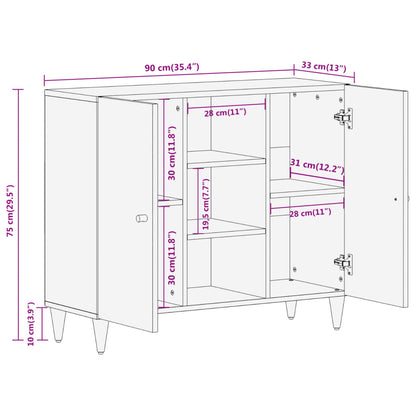 90x33x75 cm maser Mangoholzschrank