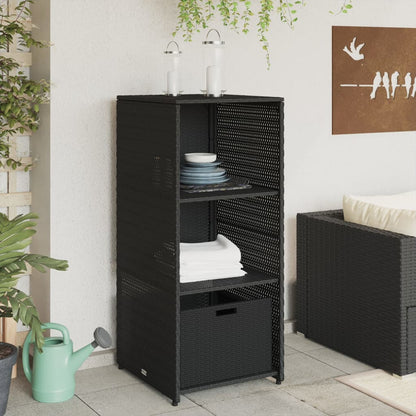 Armoire de rangement de jardin noir 50x55x115 cm résine tressée