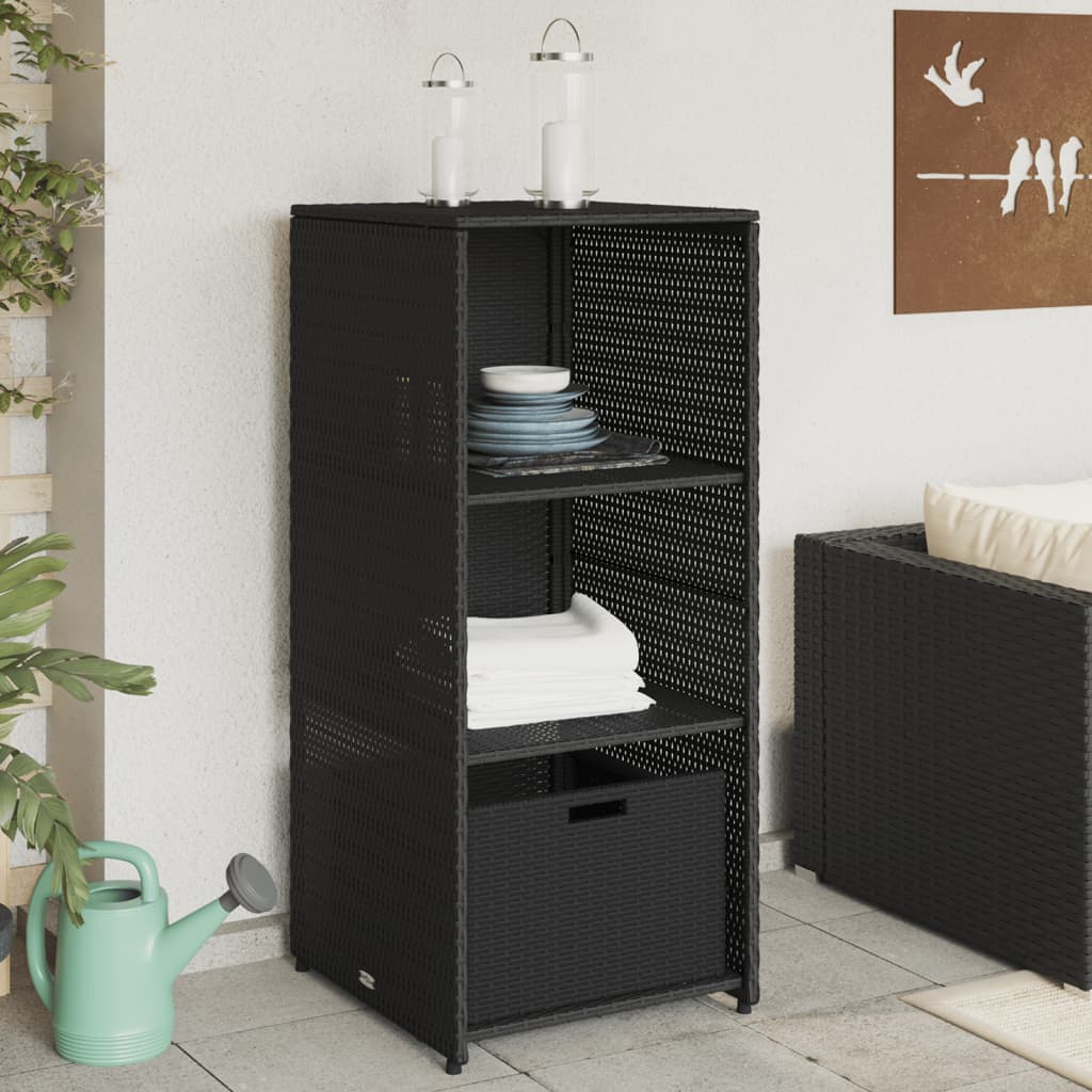 Armoire de rangement de jardin noir 50x55x115 cm résine tressée