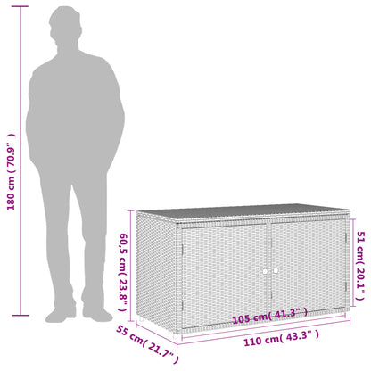 Grey Gartenspeicherschrank 110x55x60,5 cm geflochtenes Harz