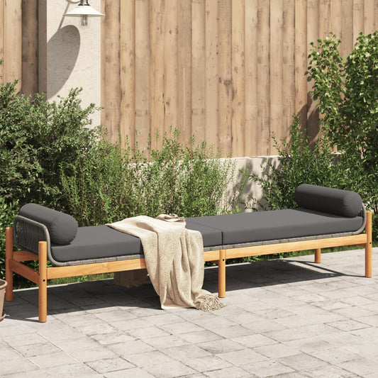 Garden bench with Acacia braided gray cushion