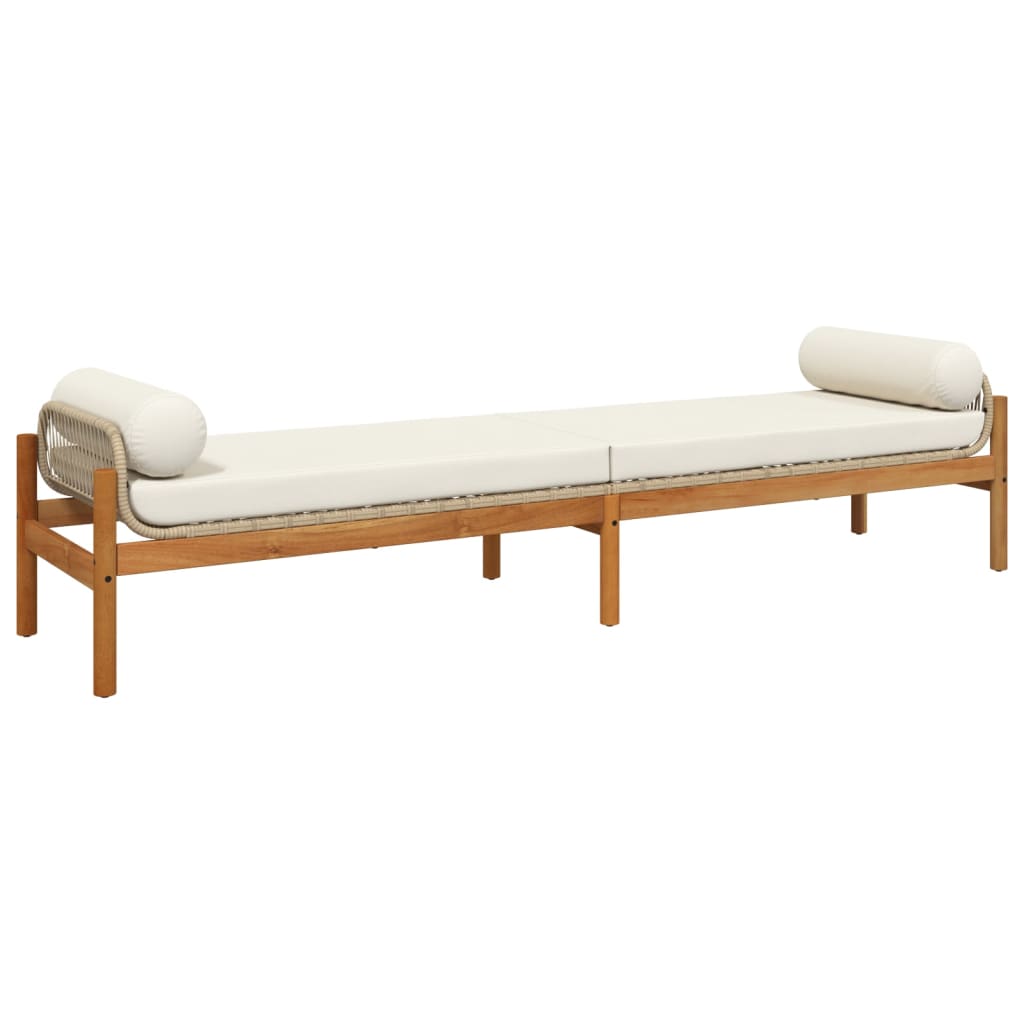 Garden bench with Acacia braided beige beige cushion