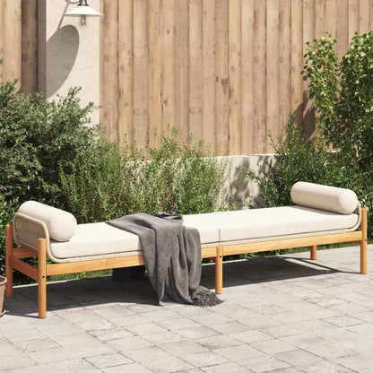 Garden bench with Acacia braided beige beige cushion