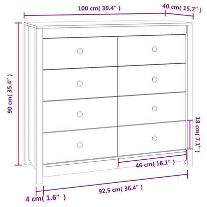 Lateral Garderobe Braunes Wachs 100x40x90 cm Festkieferholz