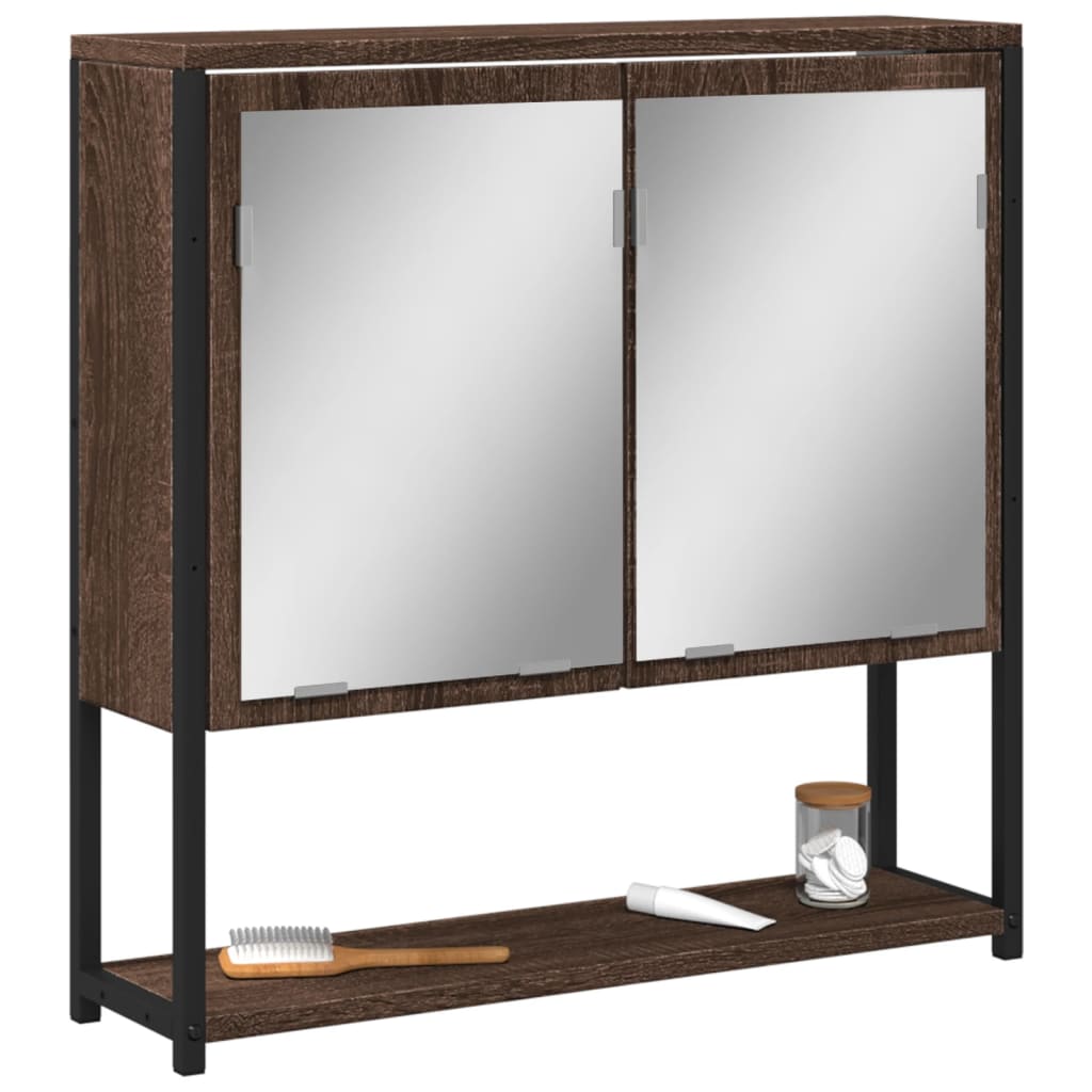 Armoire à miroir de salle de bain chêne marron bois ingénierie