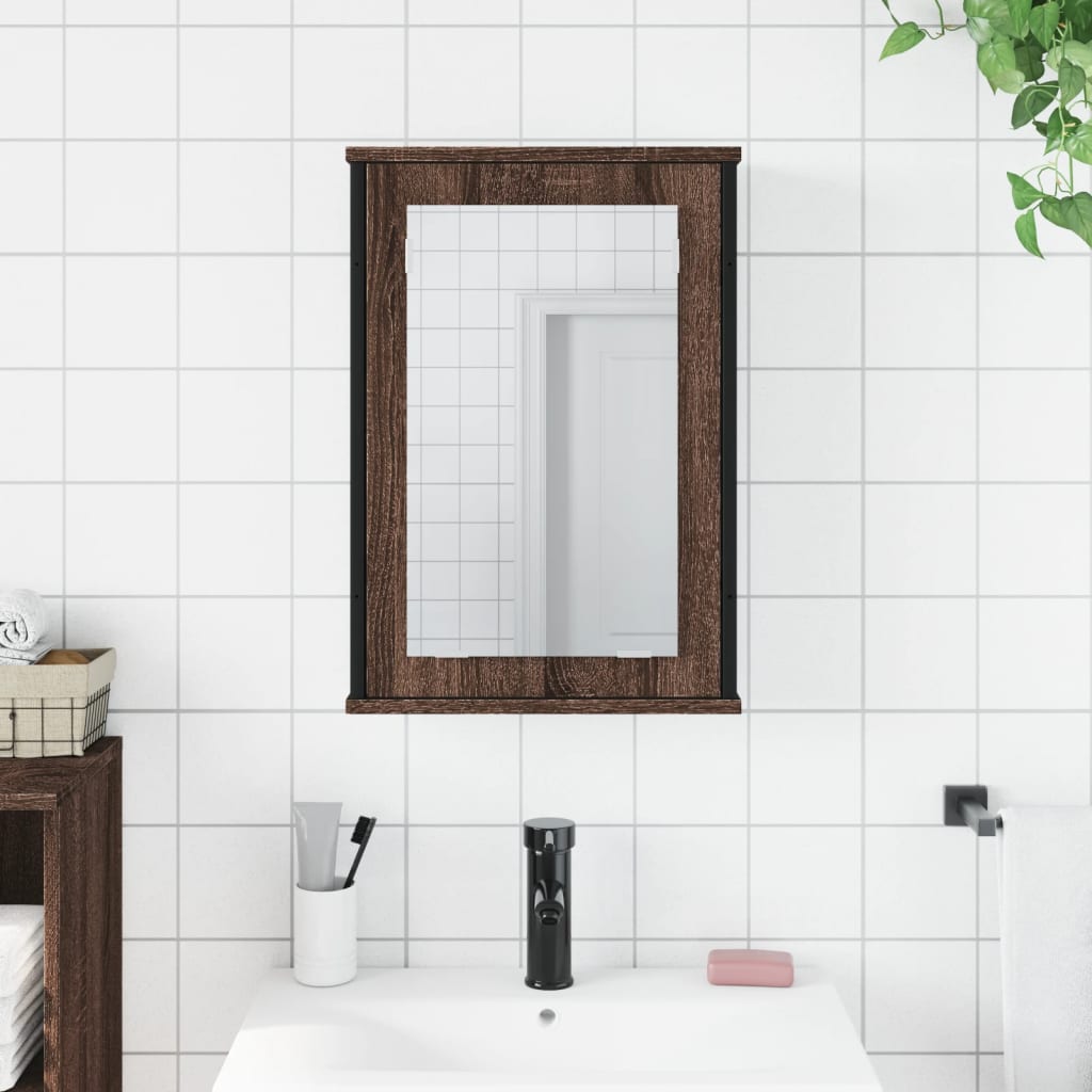 Armoire à miroir de salle de bain chêne marron bois ingénierie