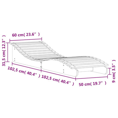 Chaise longue 205x60x31,5 cm bois massif de pin