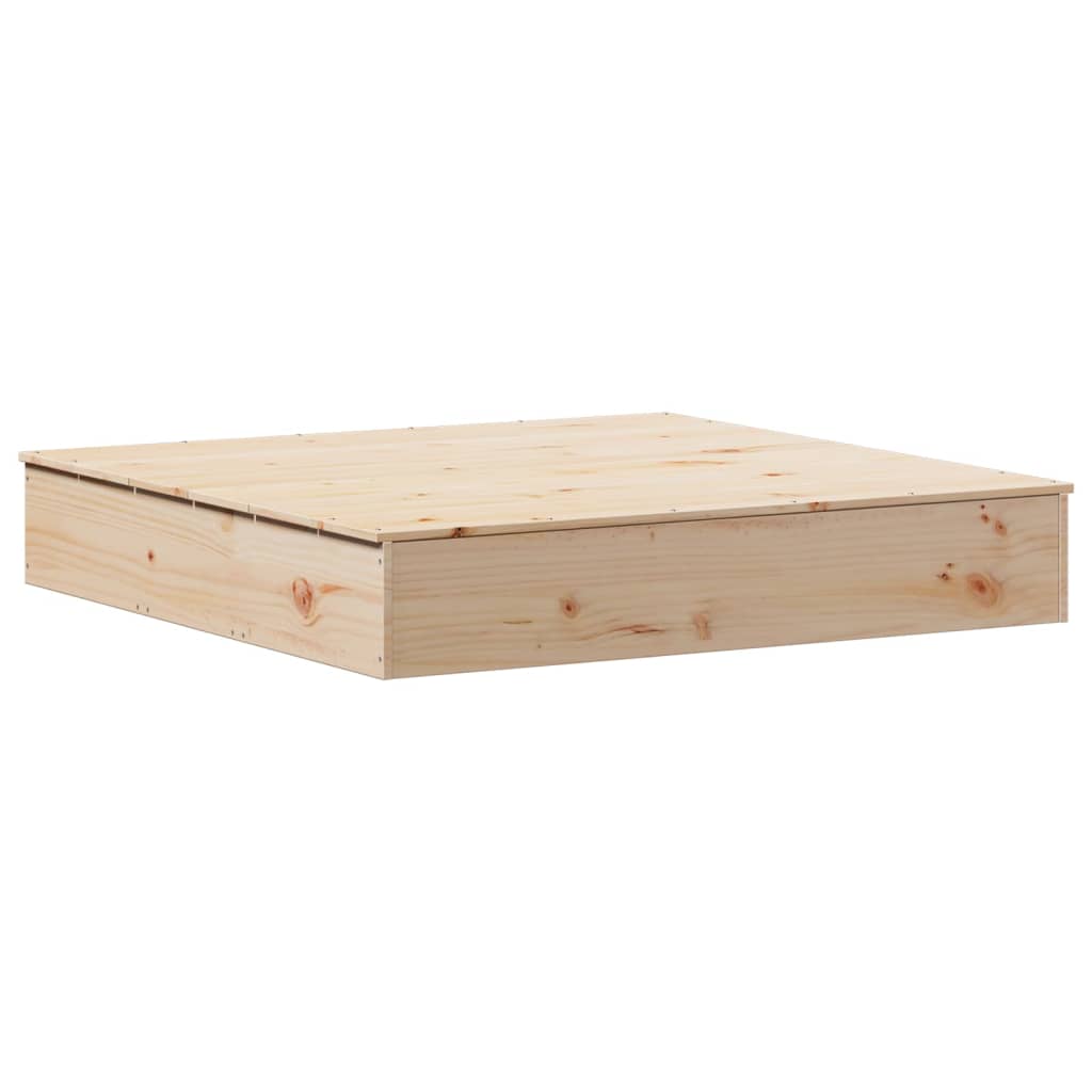 Sandbox with cover 111x111x19.5 cm solid pine wood