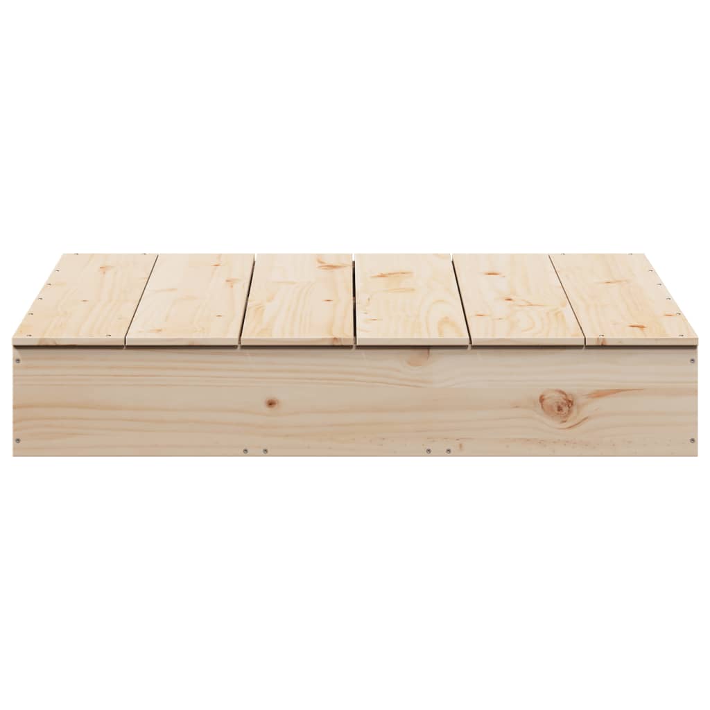 Sandbox with cover 111x111x19.5 cm solid pine wood