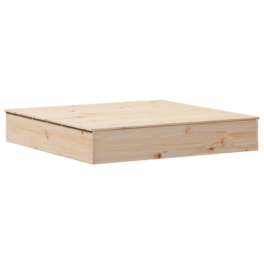 Sandbox with cover 111x111x19.5 cm solid pine wood