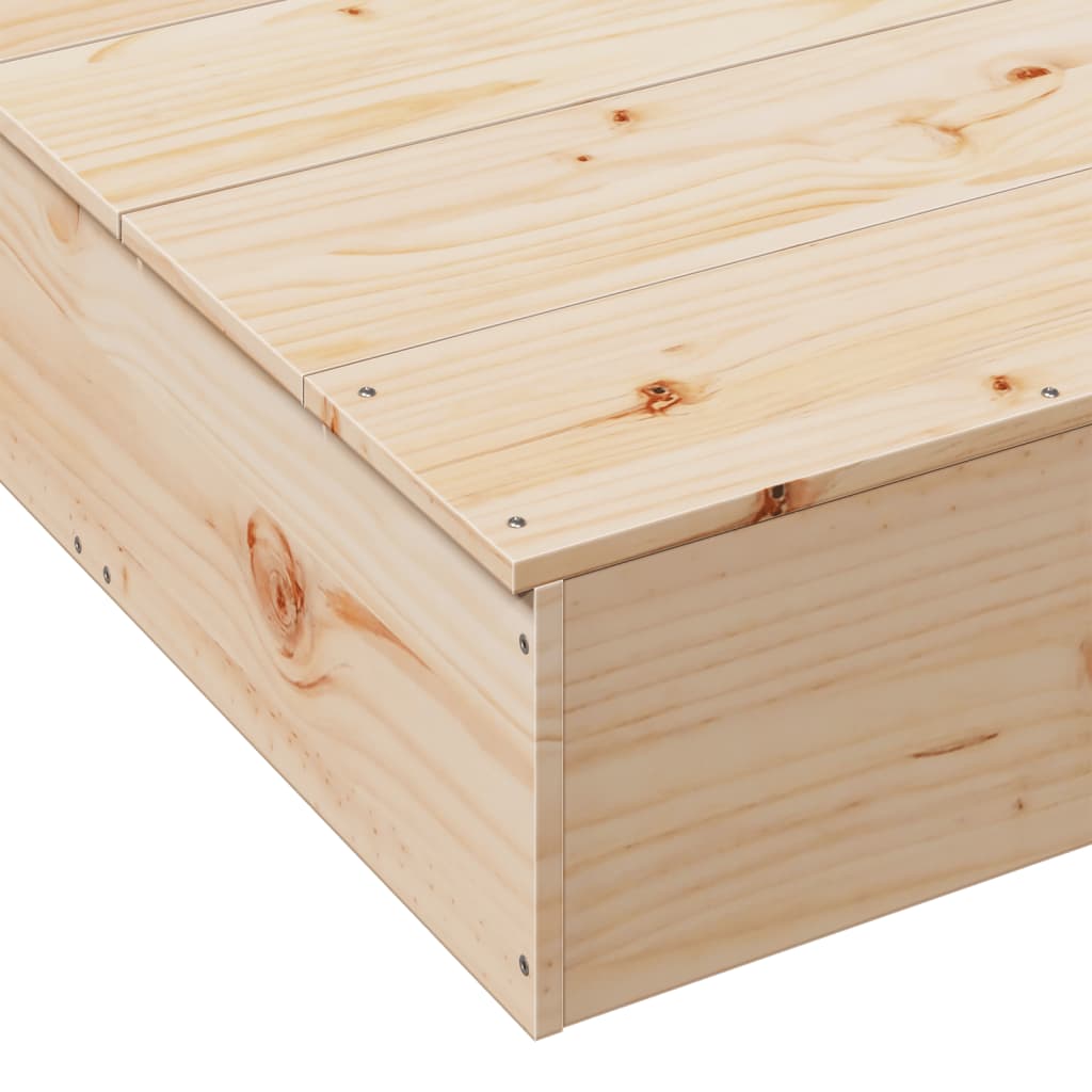 Sandbox with cover 111x111x19.5 cm solid pine wood