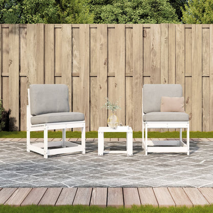 Salon de jardin 3 pcs blanc bois massif de pin