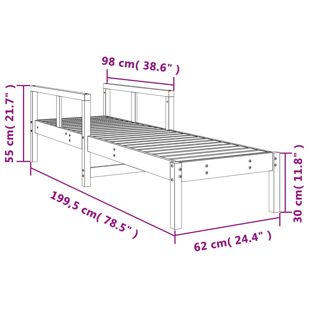 Sedia cera marrone lunga 199.5x62x55 cm in legno di pino solido