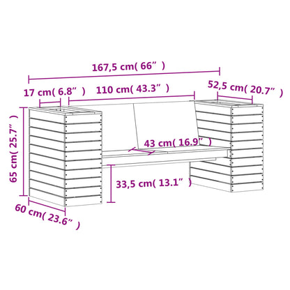 Banco com Marron Caxes 167,5x60x65cm Pin Solid Pin Bois