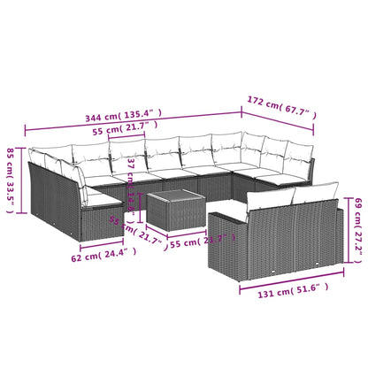 Muebles de jardín con cojines 13 PCS RAVERA NEGRA RACONEDA