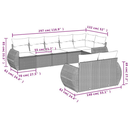 8 PCS Muebles de jardín con cojines de resina trenzado negro