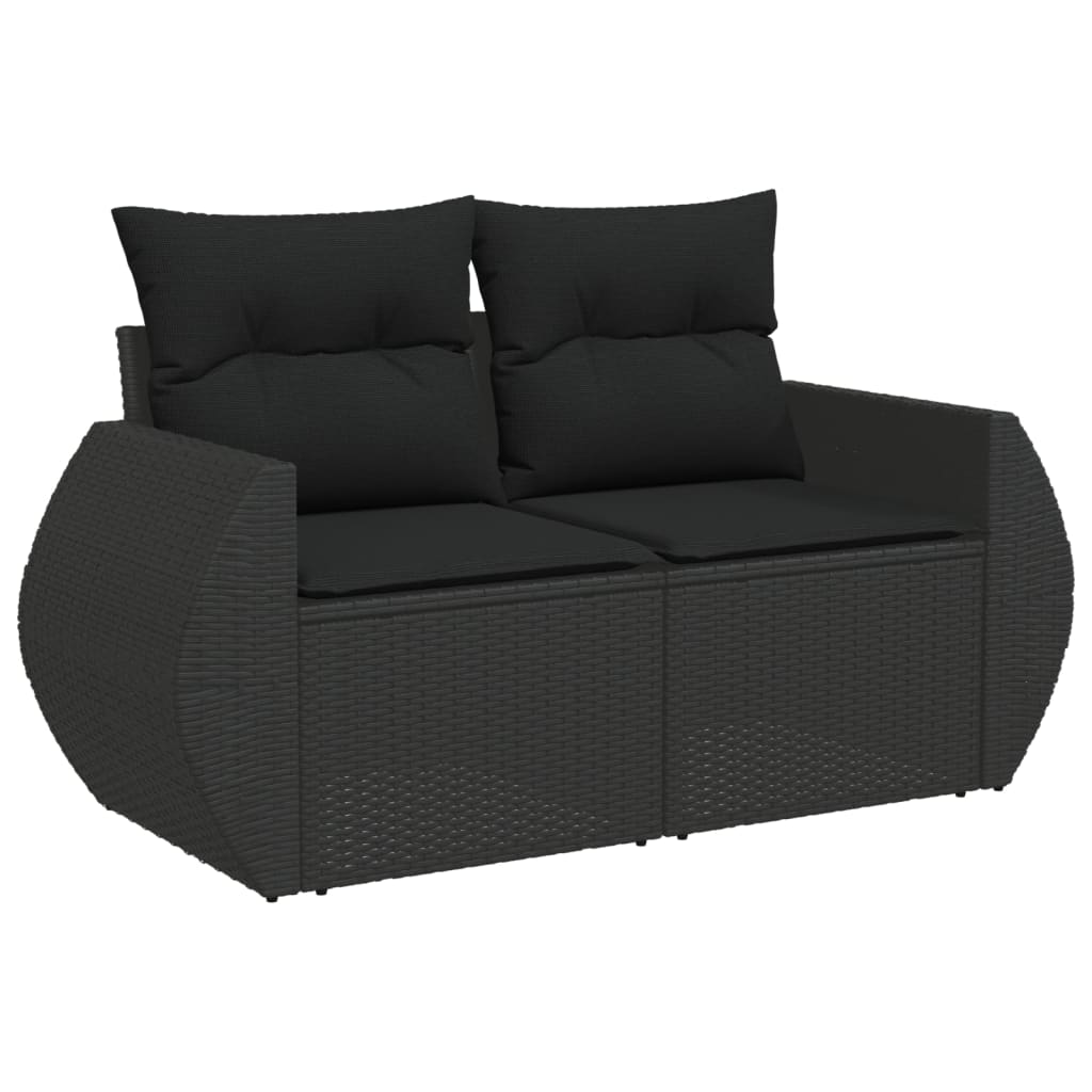 8 PCS Muebles de jardín con cojines de resina trenzado negro