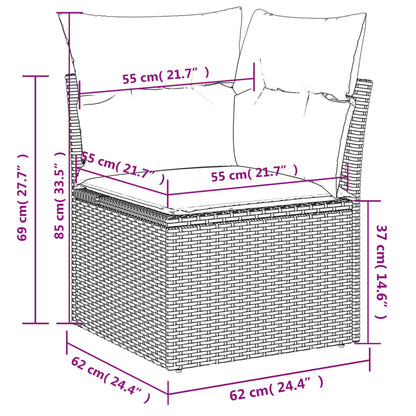 8 PCS Muebles de jardín con cojines de resina trenzado negro