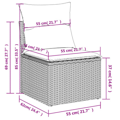 8 PCS Muebles de jardín con cojines de resina trenzado negro