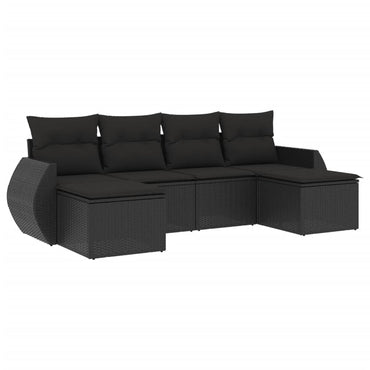 Muebles de jardín de 6 PC con cojines de resina trenzada negra