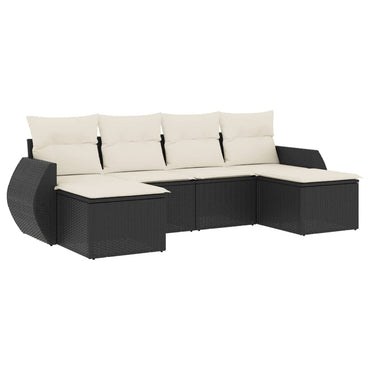 Muebles de jardín de 6 PC con cojines de resina trenzada negra