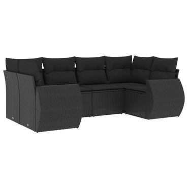 Muebles de jardín de 6 PC con cojines de resina trenzada negra