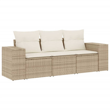 Muebles de jardín con 3 pcs cojines de resina trenzados beige