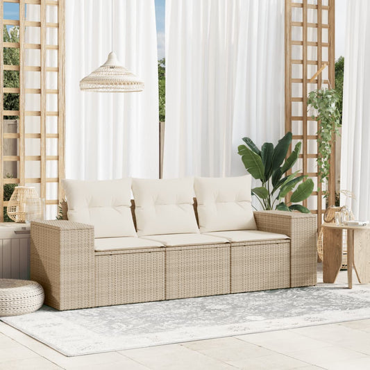 Muebles de jardín con 3 pcs cojines de resina trenzados beige