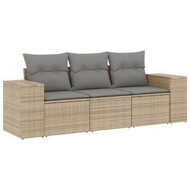 Muebles de jardín con 3 pcs cojines de resina trenzados beige