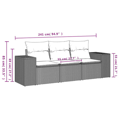 Muebles de jardín con 3 pcs cojines de resina trenzados beige