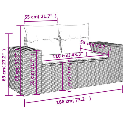 4 PCs Gartenmöbel mit schwarzen geflochtenen Harzkissen