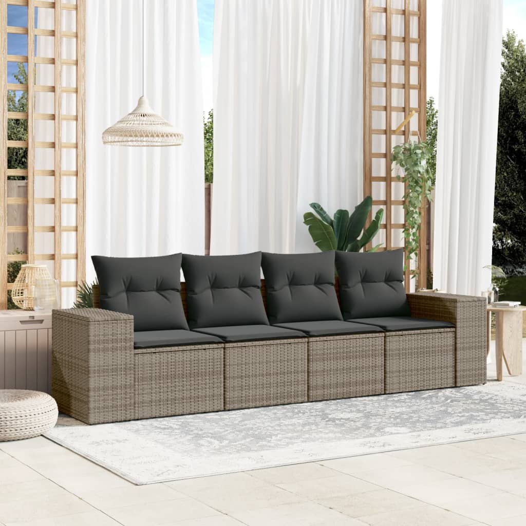 Muebles de jardín de 4 PC con cojines de resina trenzada