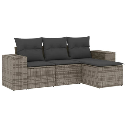 Muebles de jardín de 4 PC con cojines de resina trenzada