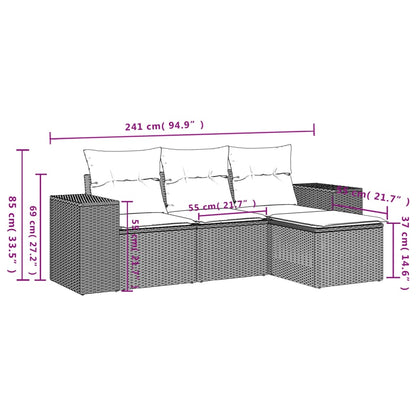 Muebles de jardín de 4 PC con cojines de resina trenzada