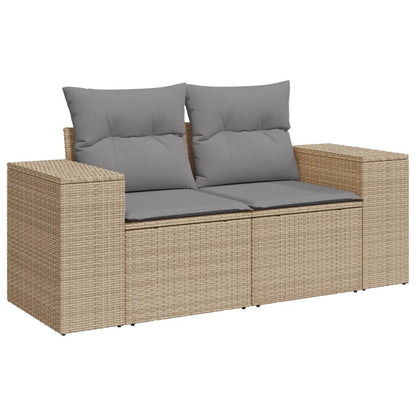 Muebles de jardín con cojines 5 PCS resina trenzada beige